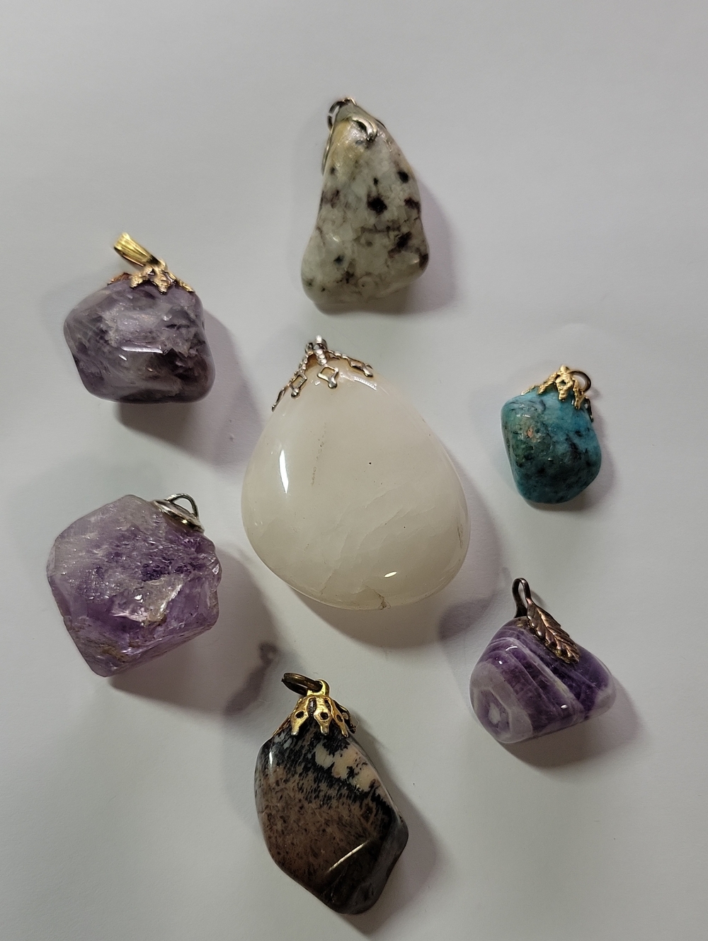 Natural White Agate Pendant Lot